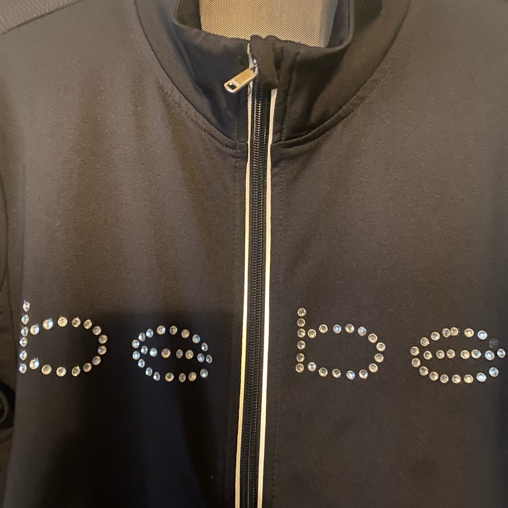 Bebe Black Rhinestone Zip-Up Jacket
